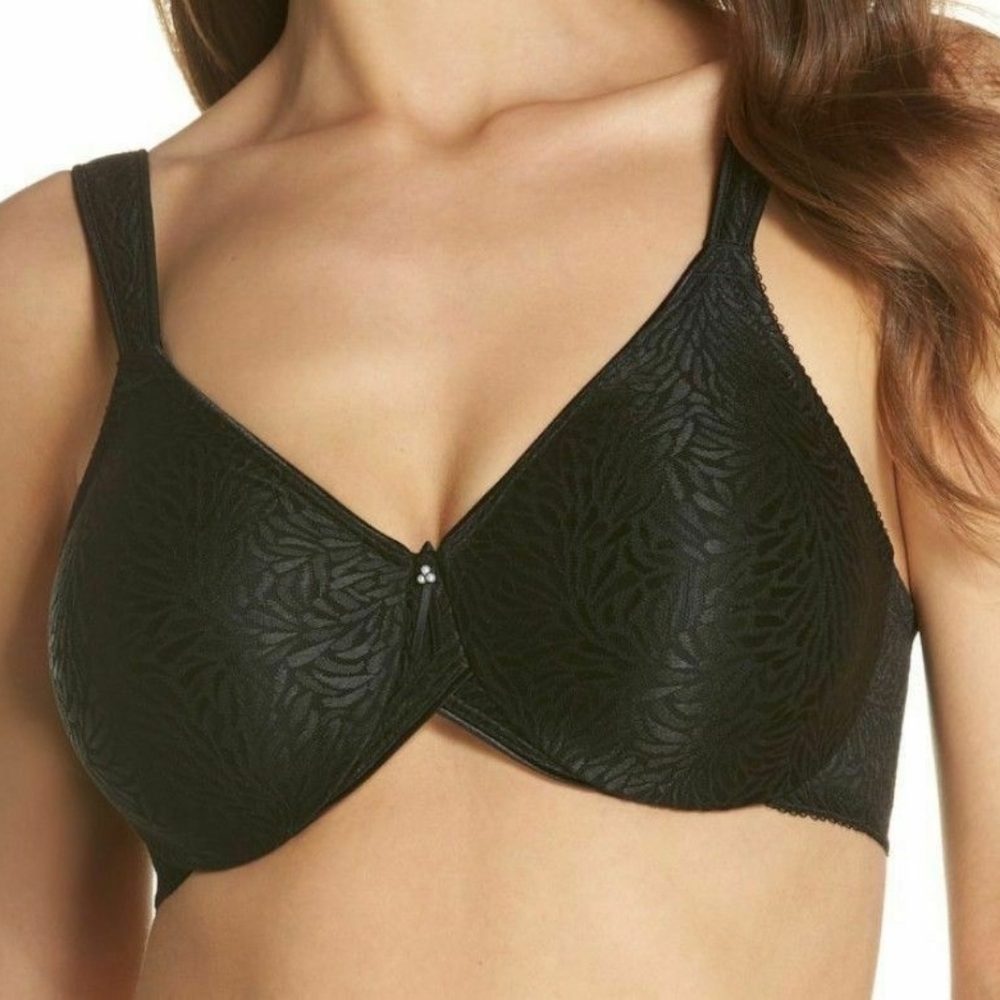 Wacoal Jacquard Unlined Black Full Coverage Underwire Bra, 36H